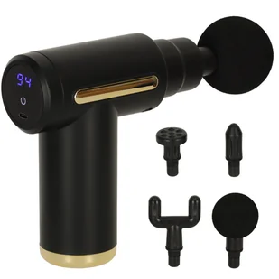 Pistolet do masażu masażer do pleców ciała LED 4w1 czarny - Masażery - miniaturka - grafika 1