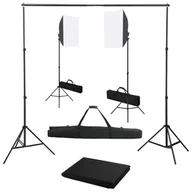 Lampy studyjne - vidaXL Lampa studyjna Fotograficzny zestaw studyjny z lampami softbox i tłem 3055055 - miniaturka - grafika 1