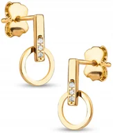 Biżuteria dla dzieci - ZŁOTE KOLCZYKI NA SZTYFT KÓŁECZKA Z BIAŁYMI CYRKONIAMI 14KT 585 - miniaturka - grafika 1