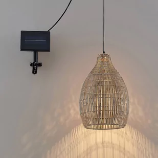 Lindby Amelika solarna lampa wisząca, rattan - Lampy ogrodowe - miniaturka - grafika 3