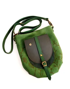 Szeptucha zielona skórzana torebka na ramię - Torebki damskie - miniaturka - grafika 1