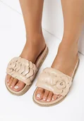 Klapki i japonki damskie - Beżowe Klapki Eunile - miniaturka - grafika 1