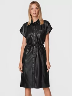 Sukienki - Sisley Sukienka z imitacji skóry 4MTMLV01Q Czarny Regular Fit - grafika 1