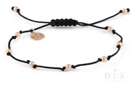 Bransoletki - Bransoletka "Srebrno-Różowe Hematytowe Kulki Na Czarnym Sznurku" - miniaturka - grafika 1