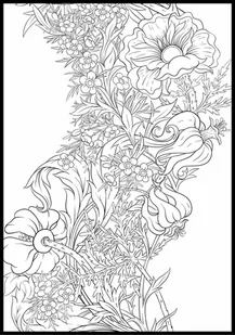 Kolorowanka plakat, obraz, grafika kwiatowy wzór, format 30x40 cm - Kolorowanki, wyklejanki - miniaturka - grafika 1
