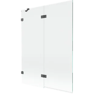 Mexen Lunar parawan nawannowy 2-skrzydłowy lewy 130 x 150 cm, transparent, gun gray szczotkowany - 897-130-100-66-00-L - Parawany nawannowe - miniaturka - grafika 1