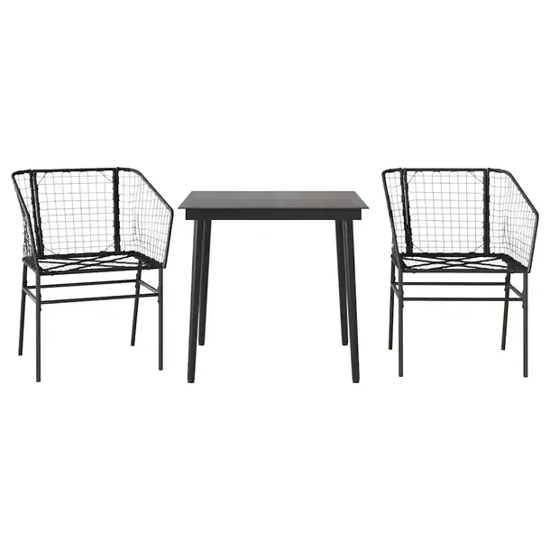 Zestaw mebli ogrodowych czarny, stół 80x80x74 cm, krzesło 62x63x83 cm