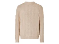 Swetry męskie - LIVERGY® Męski sweter z grubego dzianiny, okrągłym dekoltem w prążki (XL (56/58), Beżowy) - miniaturka - grafika 1