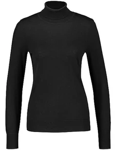 Gerry Weber Damski sweter z golfem z dzianiny, długi rękaw, szerokie prążkowane ściągacze, sweter z długim rękawem, okrągły dekolt, golf, jednokolorowy, melanżowy, czarny, 46 - Swetry damskie - miniaturka - grafika 1
