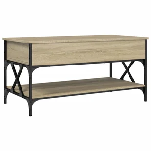 vidaXL Stolik kawowy dąb sonoma 100x50x50 cm materiał drewnopochodny i metal - Ławy i stoliki kawowe - miniaturka - grafika 1