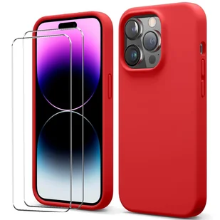 zestaw ochronny 2 w 1 dla Apple iPhone 13 Pro składa się z 2x szklanej osłony ekranu 9H i 1x silikonowego etui - osłona w kolorze czerwonym - Etui i futerały do telefonów - miniaturka - grafika 1
