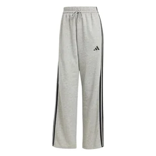 adidas Kobiety ESSENTIALS 3-STRIPES OPEN HEM FLEECE PANTS, medium grey heather/black, XXL - Spodnie rowerowe - miniaturka - grafika 1