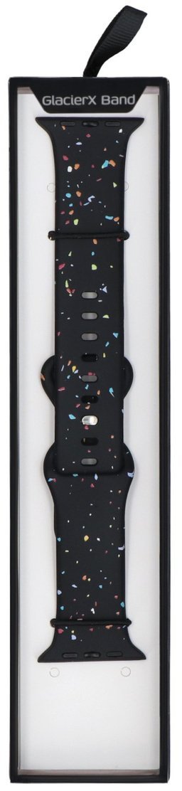 GlacierX pasek do smartwatcha Silicone Loop Band Black Sprinkle do Apple Watch 42/44/45/49mm Czarny multikolor