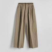 Spodnie damskie - Reserved - Bawełniane spodnie z kantem - Khaki - miniaturka - grafika 1