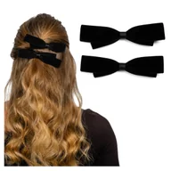 Ozdoby do włosów - Spinka do Włosów 2 SZT Czarne Małe Kokardki Aksamitne Świąteczne Wstążki - miniaturka - grafika 1