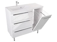 Szafki łazienkowe - Szafka Stojąca Z Umywalką ATH 90 cm K Lewa - Biały Wysoki Połysk - Uchwyty Chromowane - miniaturka - grafika 1