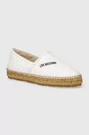 Espadryle damskie - Love Moschino espadryle skórzane kolor biały JA10582G0IIE0100 - miniaturka - grafika 1