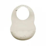 Śliniaki i fartuszki - Kremowy śliniak silikonowy z uroczą kieszonką JackOJuno - miniaturka - grafika 1