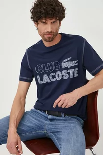 Koszulki męskie - Lacoste t-shirt bawełniany kolor granatowy wzorzysty - grafika 1