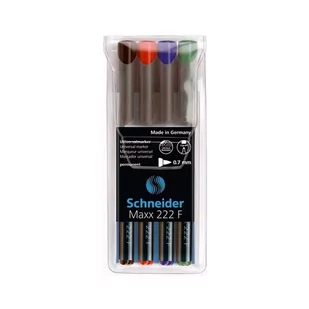 Marker foliopis/do CD 0,7mm F okrągły SCHNEIDER MAXX 222F 4-kolory /SR112294/ - Markery permanentne - miniaturka - grafika 1