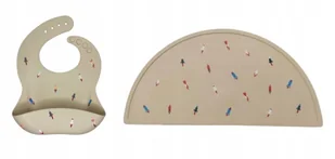 ZESTAW SILIKONOWA MATA I ŚLINIAK Z KIESZONKĄ NA STÓŁ WZÓR RAKIETY KOSMOS - Dywany dla dzieci - miniaturka - grafika 1