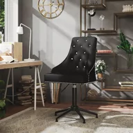 Fotele i krzesła biurowe - vidaXL Obrotowe krzesło biurowe czarne tapicerowane aksamitem 3093104 - miniaturka - grafika 1