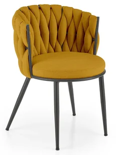 Musztardowe krzesło tapicerowane w stylu modern glam - Dibler - Krzesła - miniaturka - grafika 1