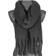 Apaszki i szaliki damskie - Szalik damski zimowy szal gruby ciepły dred z frędzlami na prezent GRAFIT - miniaturka - grafika 1