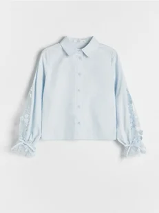 Reserved - Koszula z koronkowymi wstawkami - jasnoniebieski - Bluzki dla dziewczynek - miniaturka - grafika 1