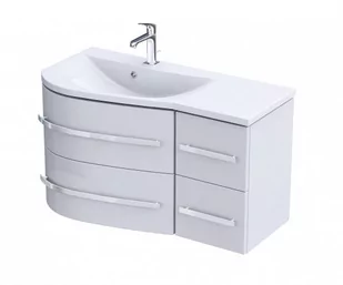 Oristo Szafka wisząca z umywalką OPAL 90 cm, LEWA BIAŁY POŁYSK, UCHWYT BIAŁY OR30-SD4S-90-1-LV4 + UME-OP-90-92-L - Szafki łazienkowe - miniaturka - grafika 1
