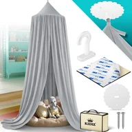 Pościel dla dzieci - KIDIZ Baldachim do łóżka dla dzieci namiot tipi domek wiszący szary - miniaturka - grafika 1