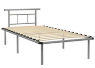 Łóżka - Szare metalowe łóżko pojedyncze 100x200 cm - Mervex - miniaturka - grafika 1