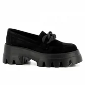 Mokasyny damskie - Czarne zamszowe mokasyny CARINII - Carinii - miniaturka - grafika 1