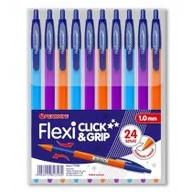 Długopisy - Penmate Długopis Flexi Click&amp;Grip mix niebieski (24szt) - miniaturka - grafika 1
