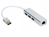 Pozostałe akcesoria sieciowe - Adapter Usb Lan Rj45 + Hub 3Xusb 3.0 Karta Gigabit - miniaturka - grafika 1