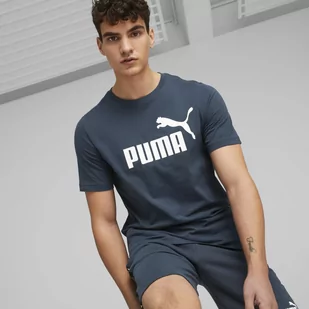 Męski t-shirt z nadrukiem Puma ESS Logo Tee - granatowy - PUMA - Koszulki sportowe męskie - miniaturka - grafika 1