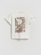 Koszulki dla dziewczynek - Reserved - T-shirt z nadrukiem - złamana biel - miniaturka - grafika 1