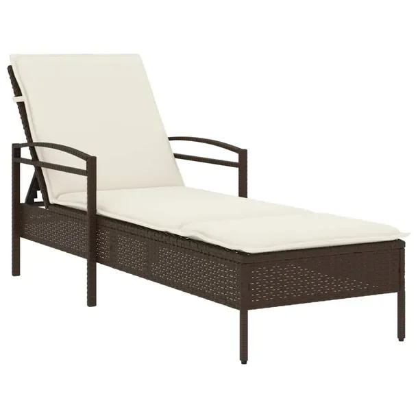 Leżak ogrodowy z rattanu PE, brązowy, 63x200x62/72/81cm, regulowane oparc