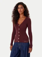 Swetry damskie - Guess Kardigan W5BR16 Z3OW2 Bordowy Slim Fit - miniaturka - grafika 1