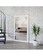 Lustra - Duże lustro ścienne w białej szerokiej matowej ramie 8003001, Lustro w ramie: 120x250 - miniaturka - grafika 1