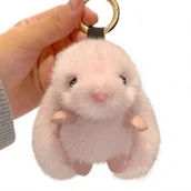 Breloki - ECARLA brelok do kluczy puchaty Króliczek Różowy BRL340R - miniaturka - grafika 1