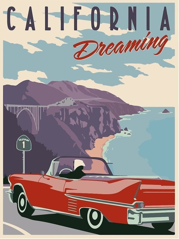 PODKŁADKA POD MYSZ Nadruk 22x18 cm USA California Dreaming Tekst Prezent