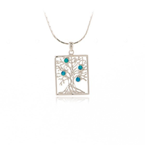 ankabizuteria.pl Srebrna zawieszka DRZEWKO SZCZĘŚCIA z niebieskim opa