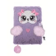 Szkolne artykuły papiernicze - Pamiętnik z kłódką A5/96K 3D włochacz Violet owl - miniaturka - grafika 1