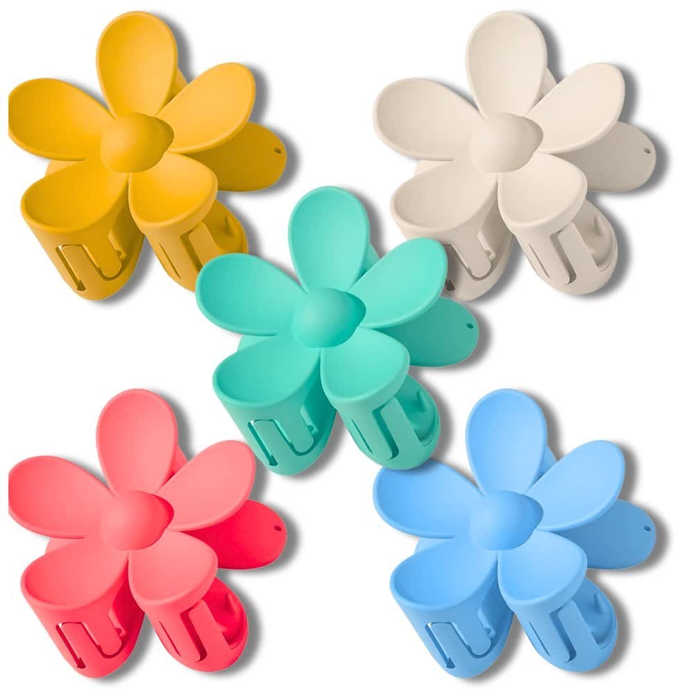 Zestaw 5 szt spinek klamer do włosów kolorowe kwiaty lekkie