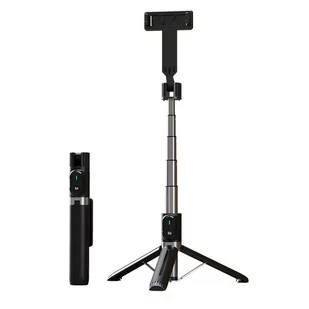 UCHWYT SELFIE - z odpinanym pilotem bluetooth i tripodem - P90 CZARNY - Selfie stick - miniaturka - grafika 1