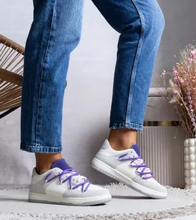 Szare sneakersy fioletowe sznurówki Arcobaleno -38 - Botki damskie - miniaturka - grafika 1