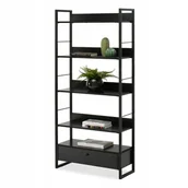 Regały biurowe - Industrialny Wysoki Regał Szufladą Do Biura Pokoju Dziennego Lionel Czarny - miniaturka - grafika 1