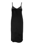 Sukienki - ONLY Damska sukienka ONLVICTORIA Satynowa Pasek MID Dress NOOS W Sukienka, czarna, M, czarny, M - miniaturka - grafika 1