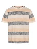 Koszulki męskie - Jack & Jones Koszulka męska - JJCoast Mężczyźni Bawełna pomarańczowy|beżowy|niebieski|biały w paski, S - miniaturka - grafika 1